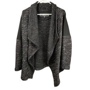 BNCI Womens Black & White Sweater Cardigan Size M Cascade Front